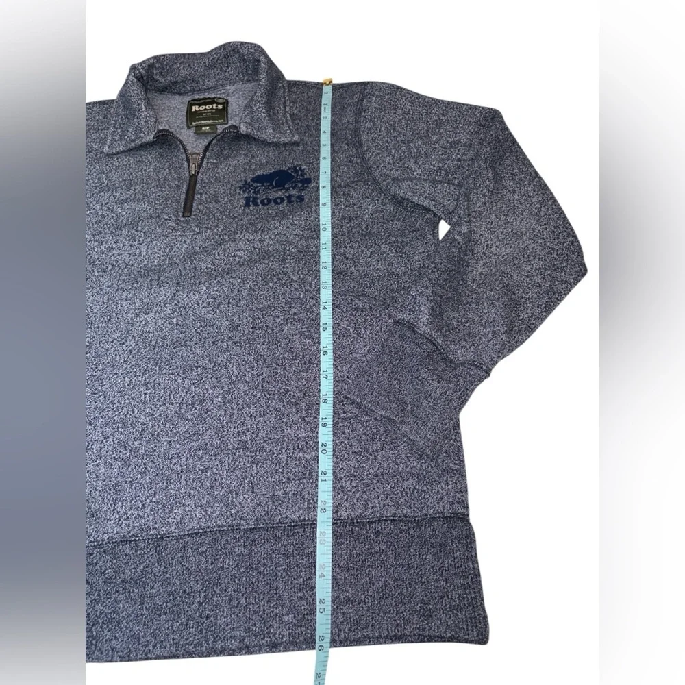 Roots Canada Mens 1/4 Zip Pullover Sweater Sweatshirt Charcoal Logo Size Small